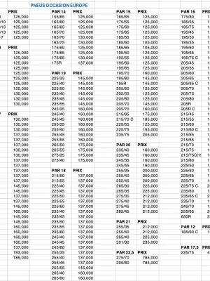 Pneus bonne occasion d'Europe-grandes marques
